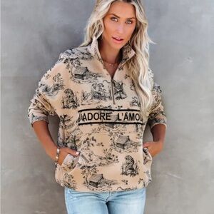 J'adore L'amour 1/2 zip sweatshirt